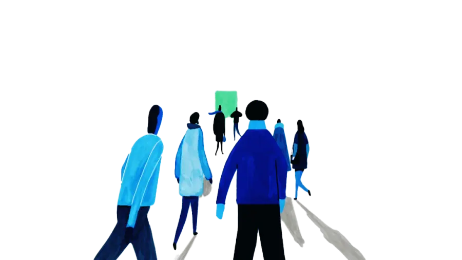 People walking into a meeting